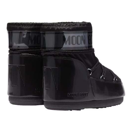 MOON BOOT ICON LOW GLANCE BLACK SATIN BOOTS