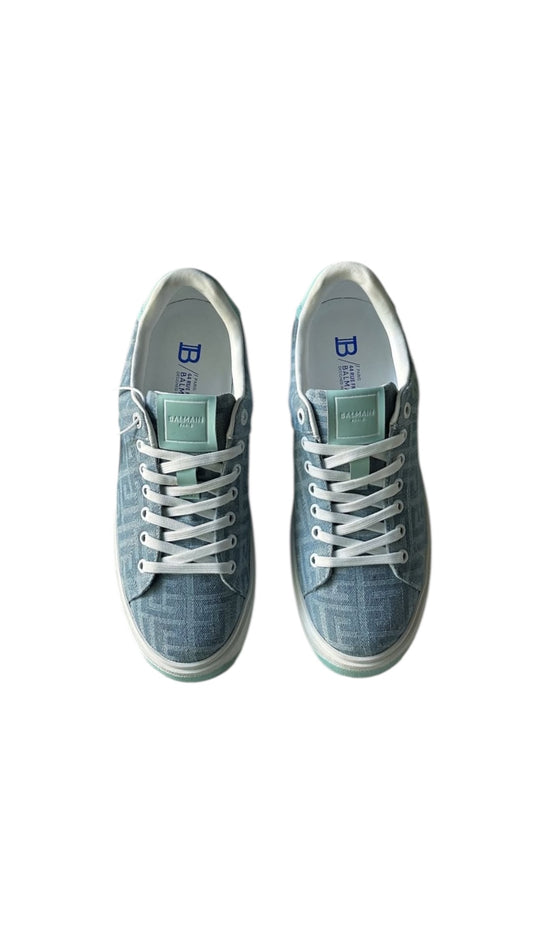 Balmain monogrammed denim light blue