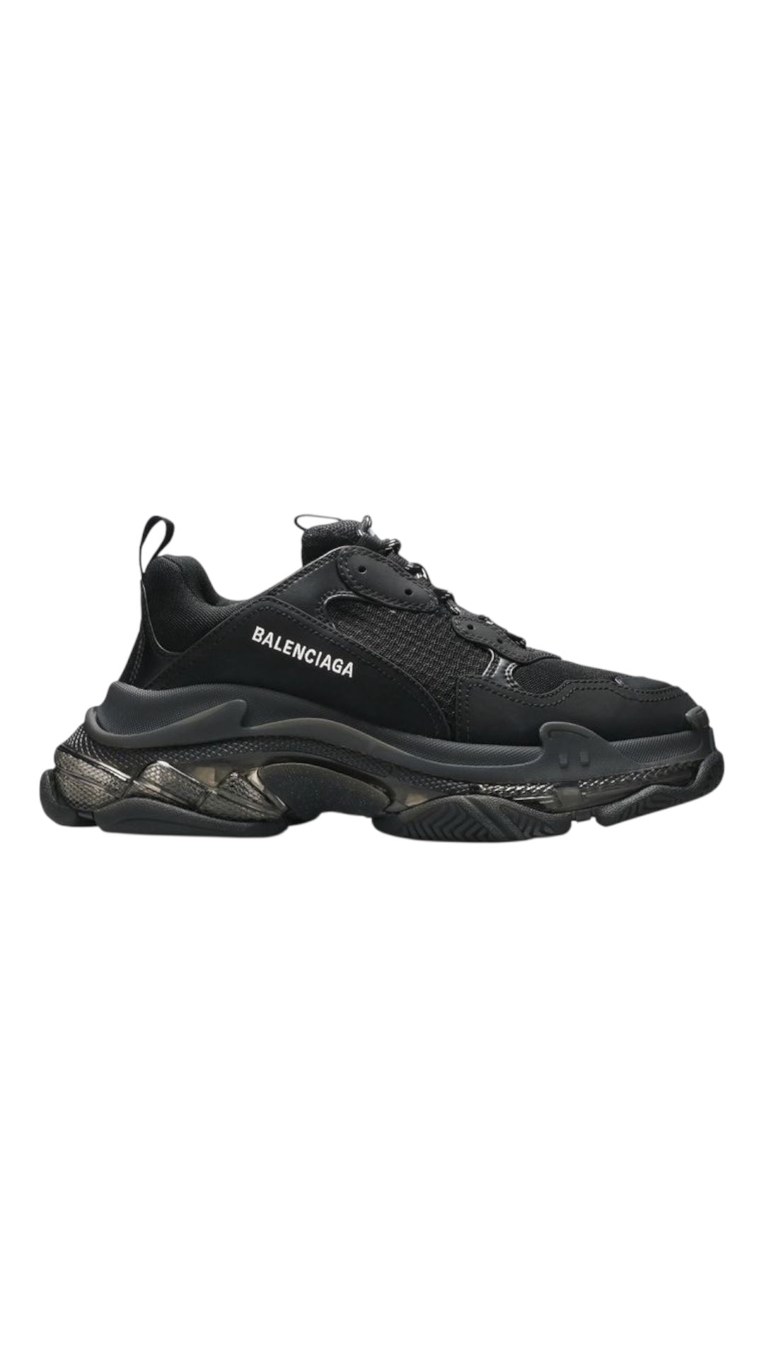 Balenciaga Triple S clear sole sneakers black