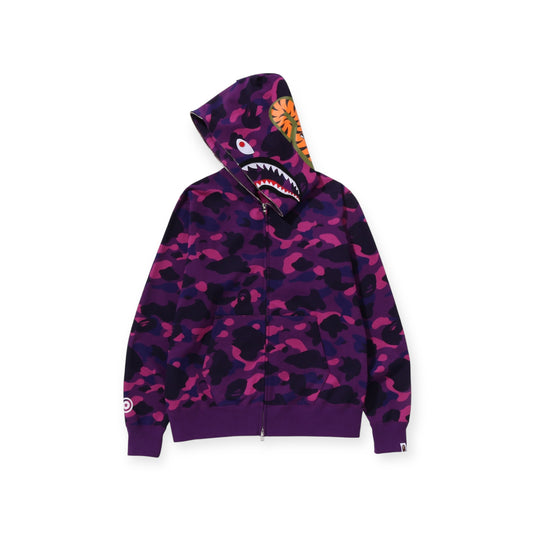 Bape purple camo shark full zip hoodie