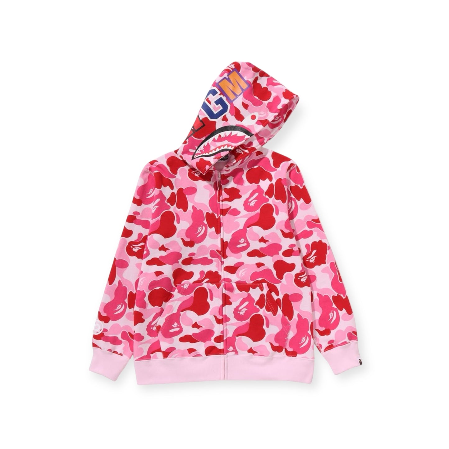 Bape pink camo shark full zip hoodie