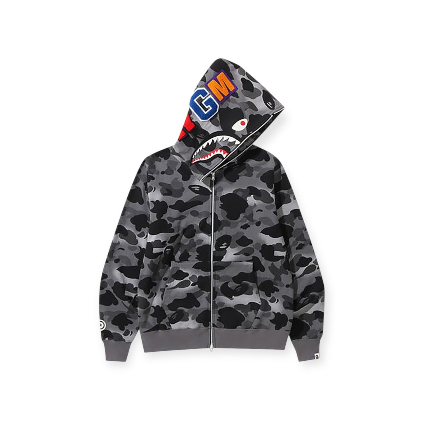 Bape grid camo shark full zip hoodie