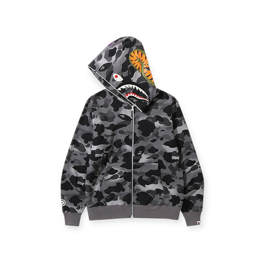 Bape grid camo shark full zip hoodie