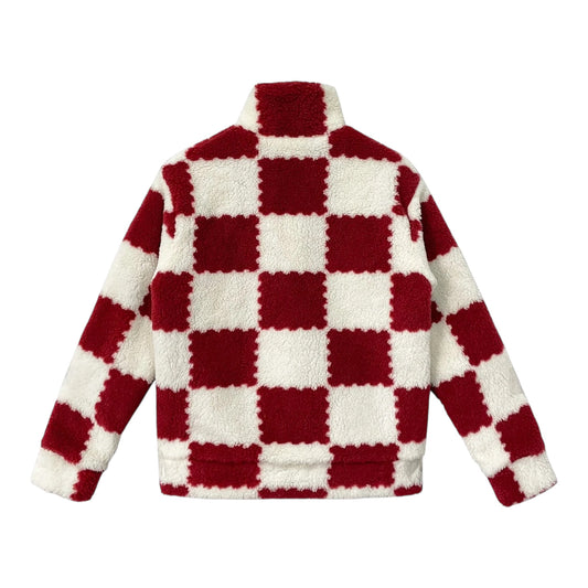 Louis Vuitton nigo red & white checkered fleece jacket