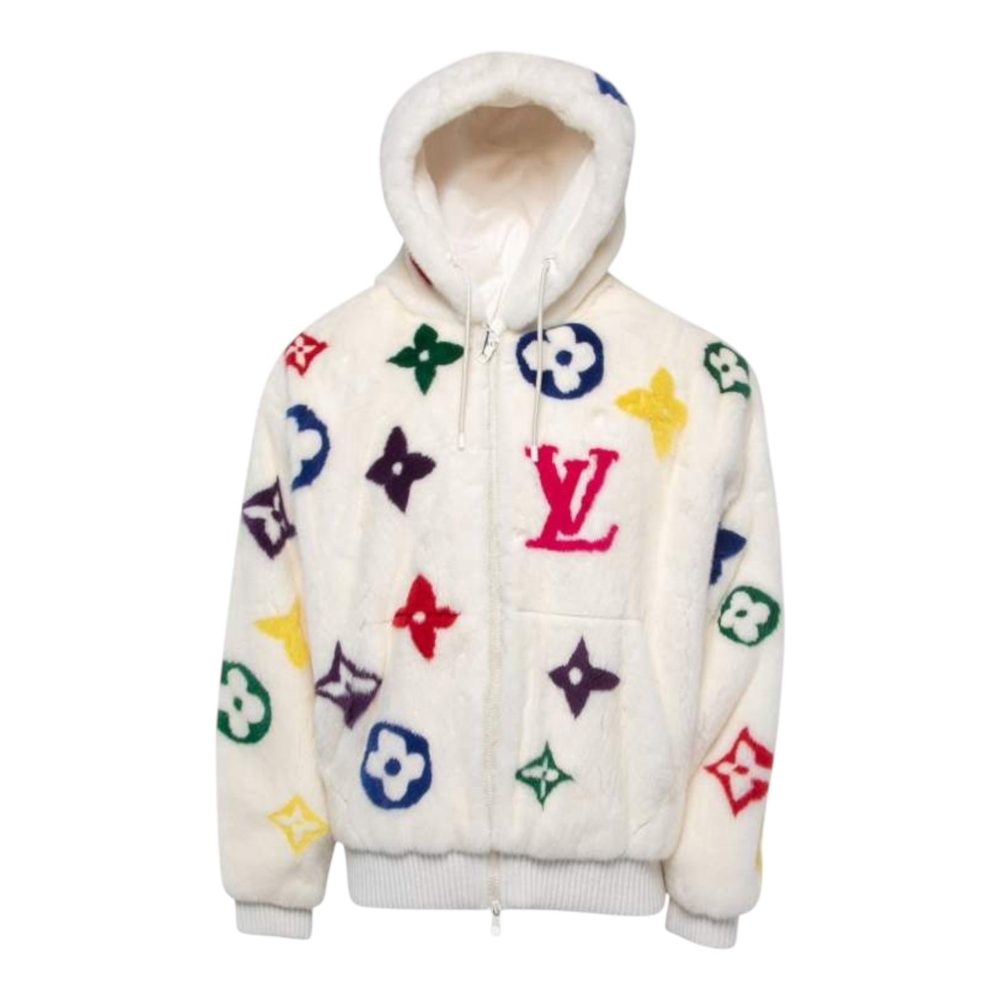 Louis Vuitton White/Multicolor Monogram Mink Fur Jacket
