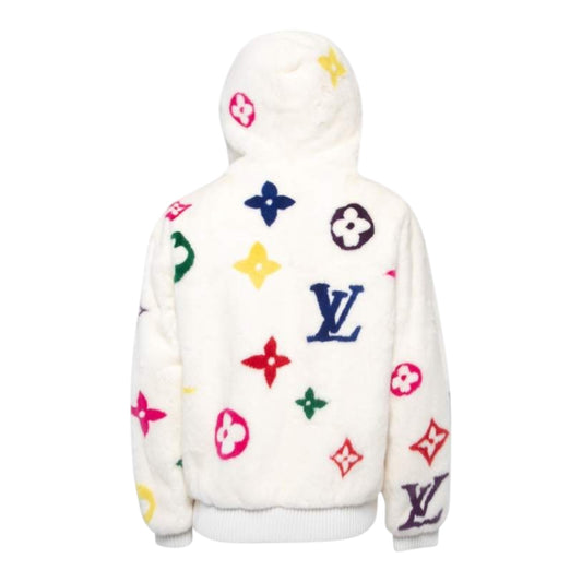 Louis Vuitton White/Multicolor Monogram Mink Fur Jacket