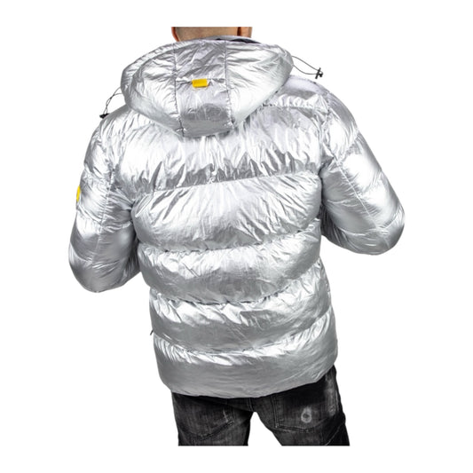 Silver puffer jacket