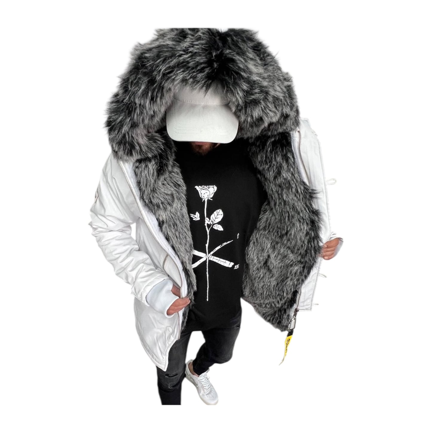 Water-resistant coat with faux fur