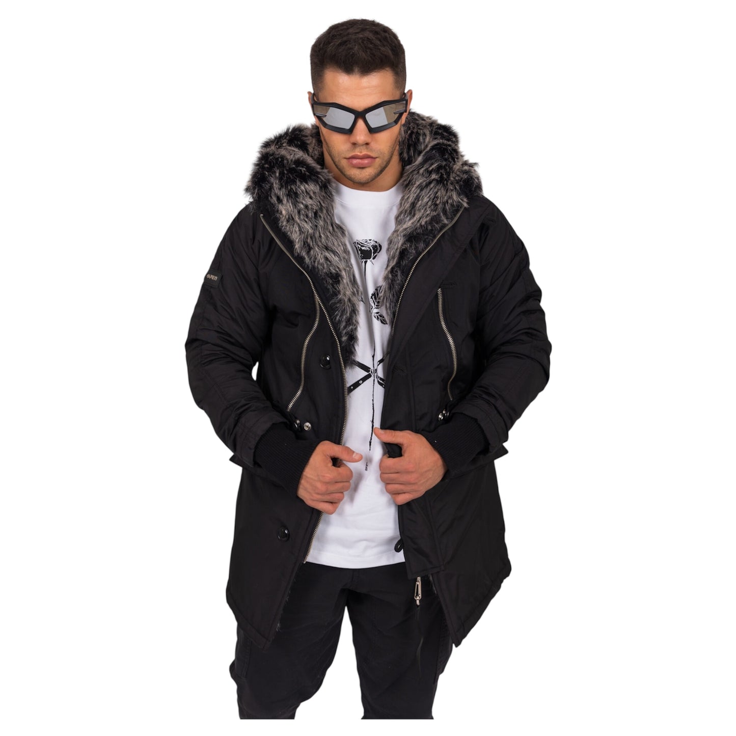 Water-resistant coat with faux fur