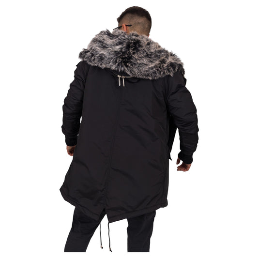 Water-resistant coat with faux fur