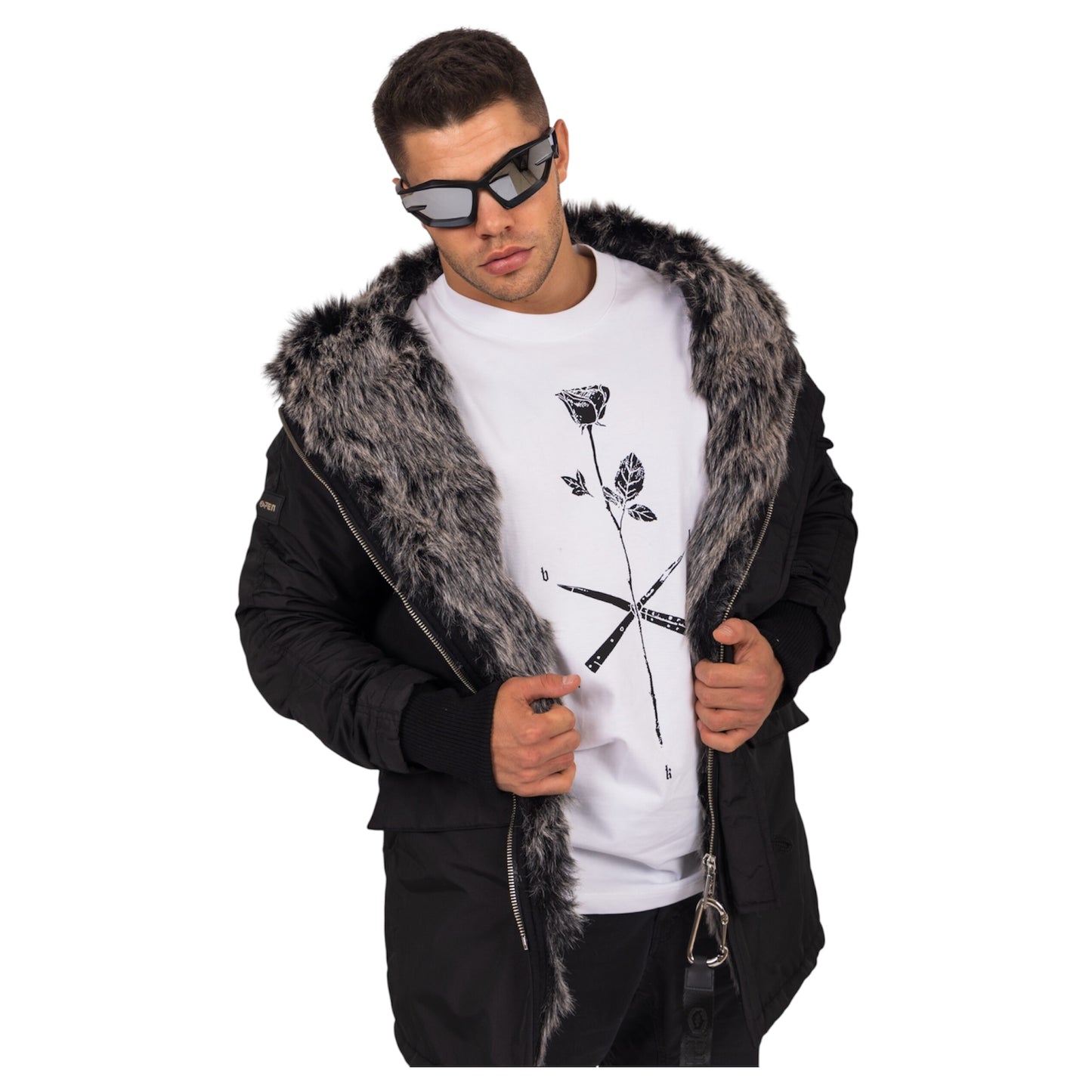 Water-resistant coat with faux fur