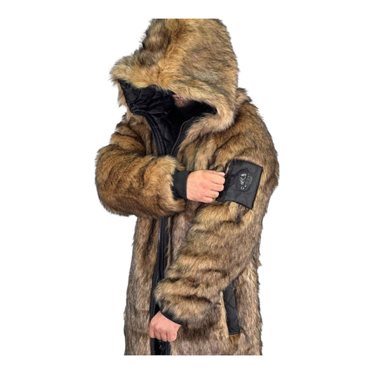 Faux fur long coat