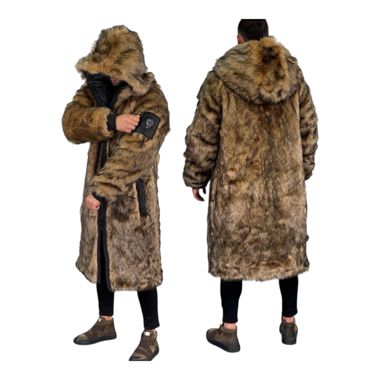 Faux fur long coat