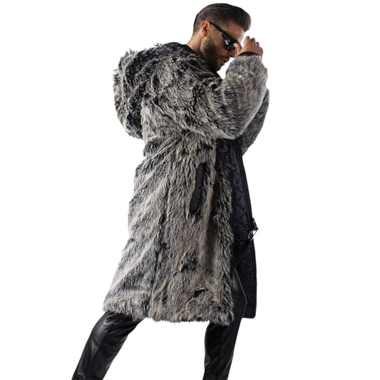Faux fur long coat