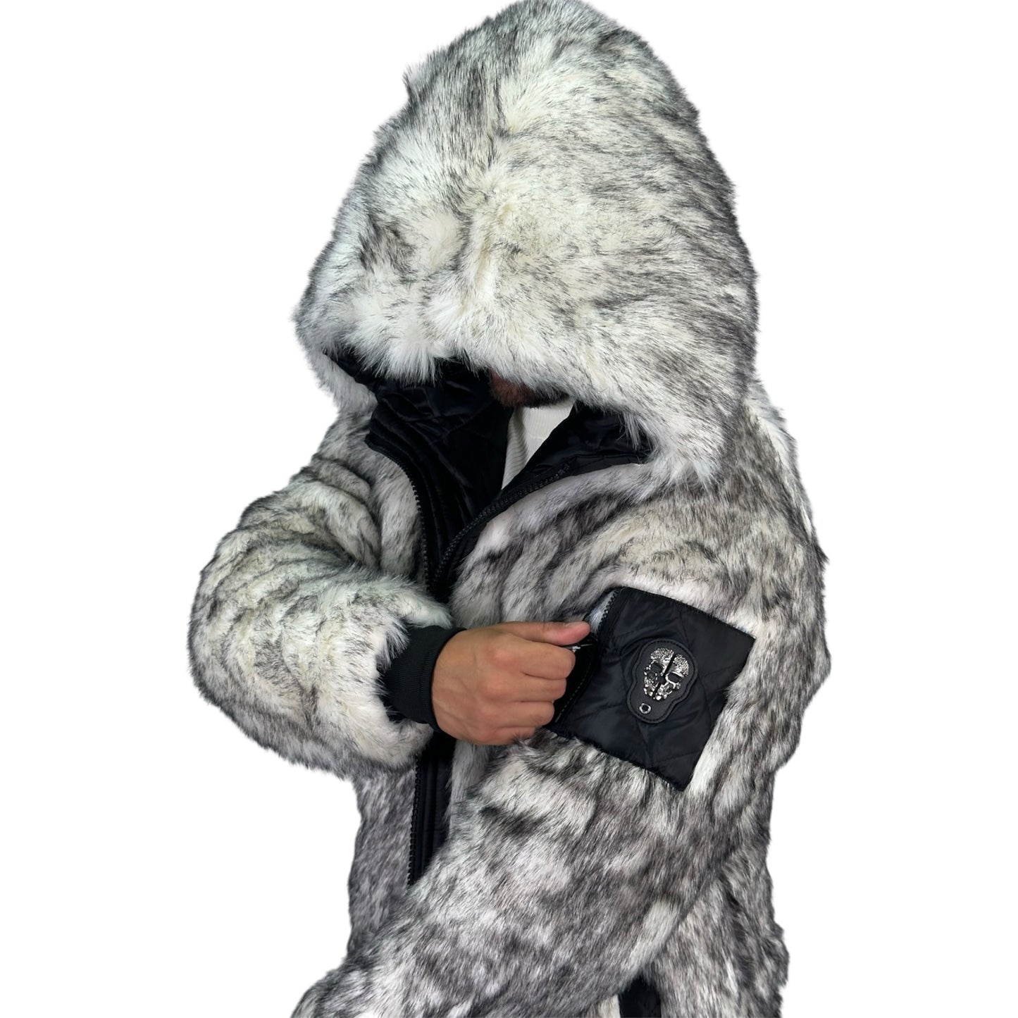 Faux fur long coat