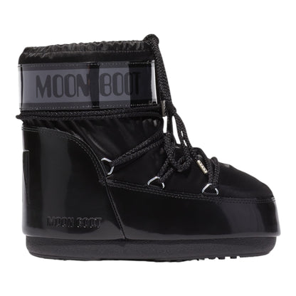 MOON BOOT ICON LOW GLANCE BLACK SATIN BOOTS