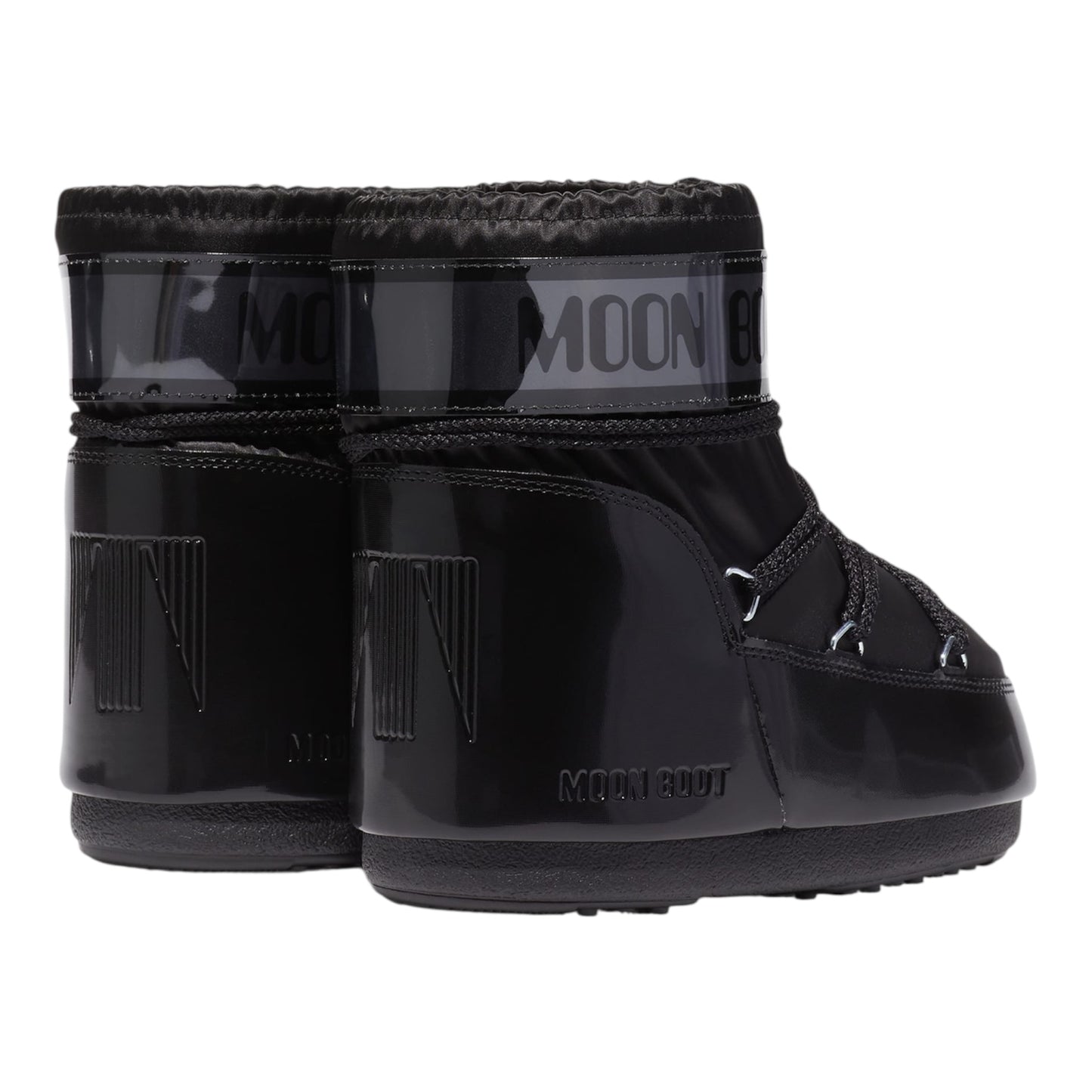 MOON BOOT ICON LOW GLANCE BLACK SATIN BOOTS