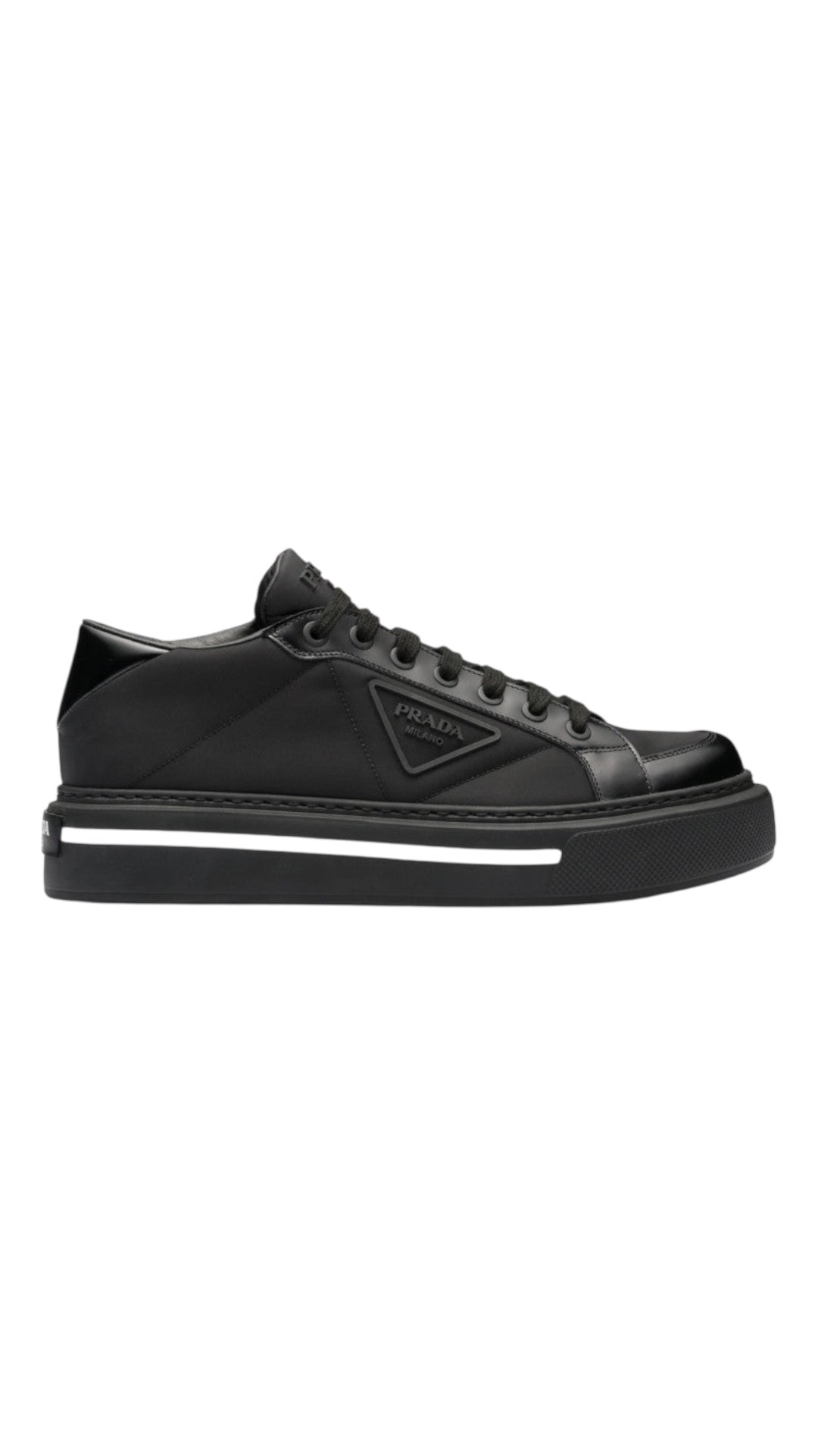 Prada macro re-nylon & brushed leather sneakers