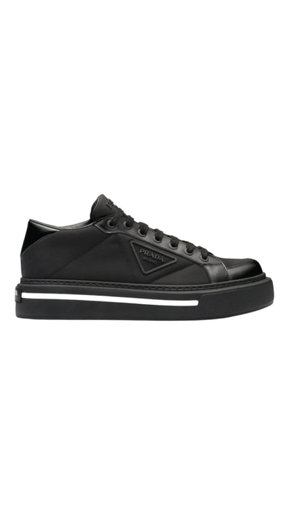 Prada macro re-nylon & brushed leather sneakers