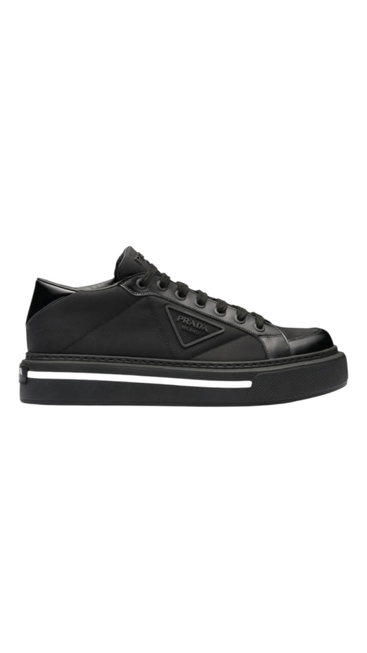 Prada macro re-nylon & brushed leather sneakers