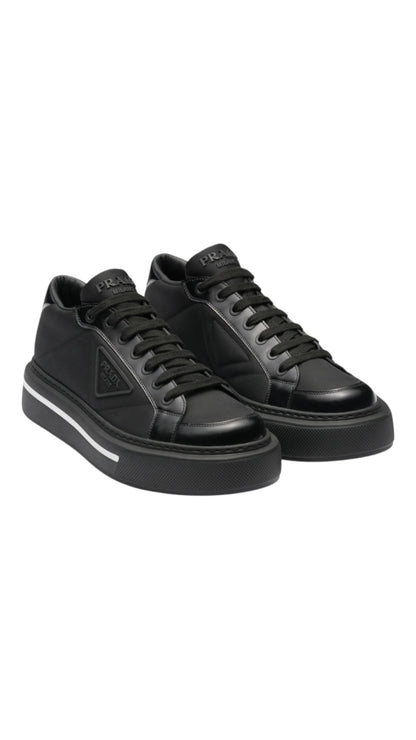 Prada macro re-nylon & brushed leather sneakers