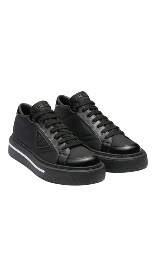 Prada macro re-nylon & brushed leather sneakers