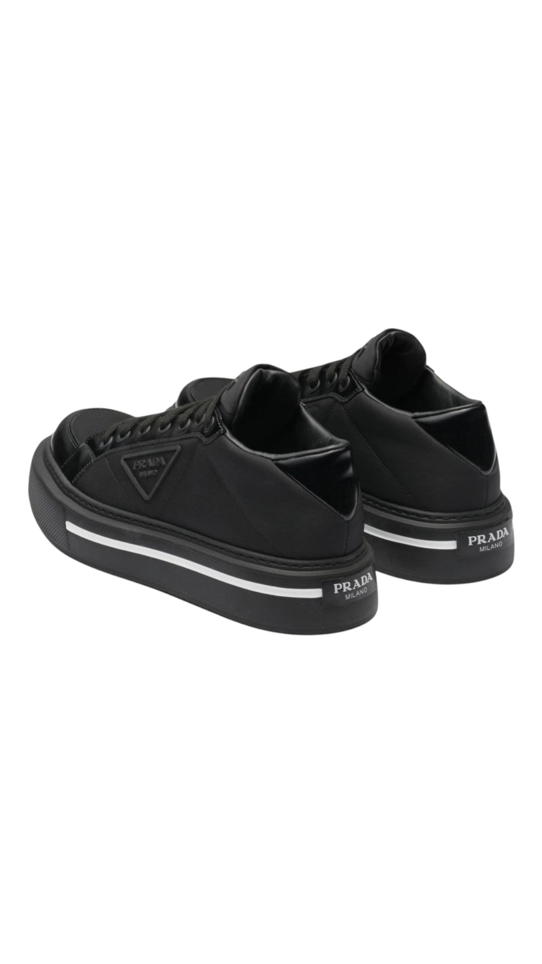 Prada macro re-nylon & brushed leather sneakers