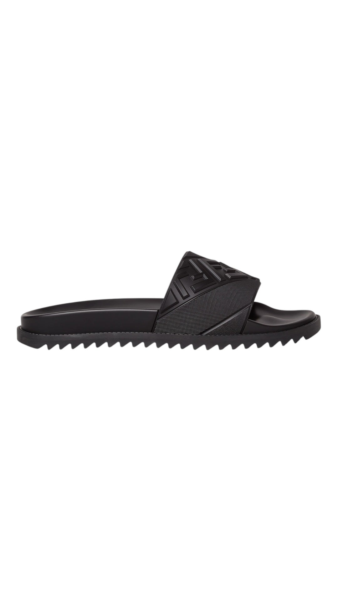 Fendi black rubber slides
