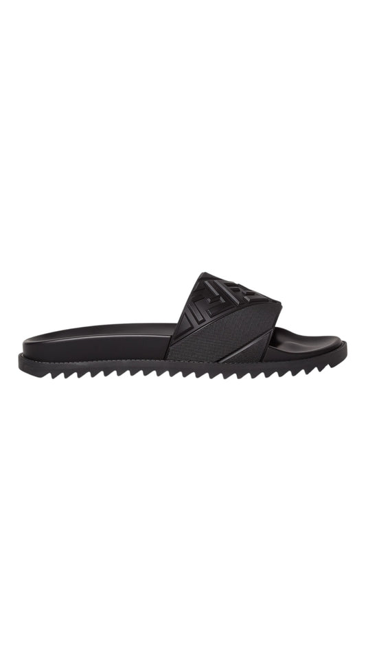 Fendi black rubber slides