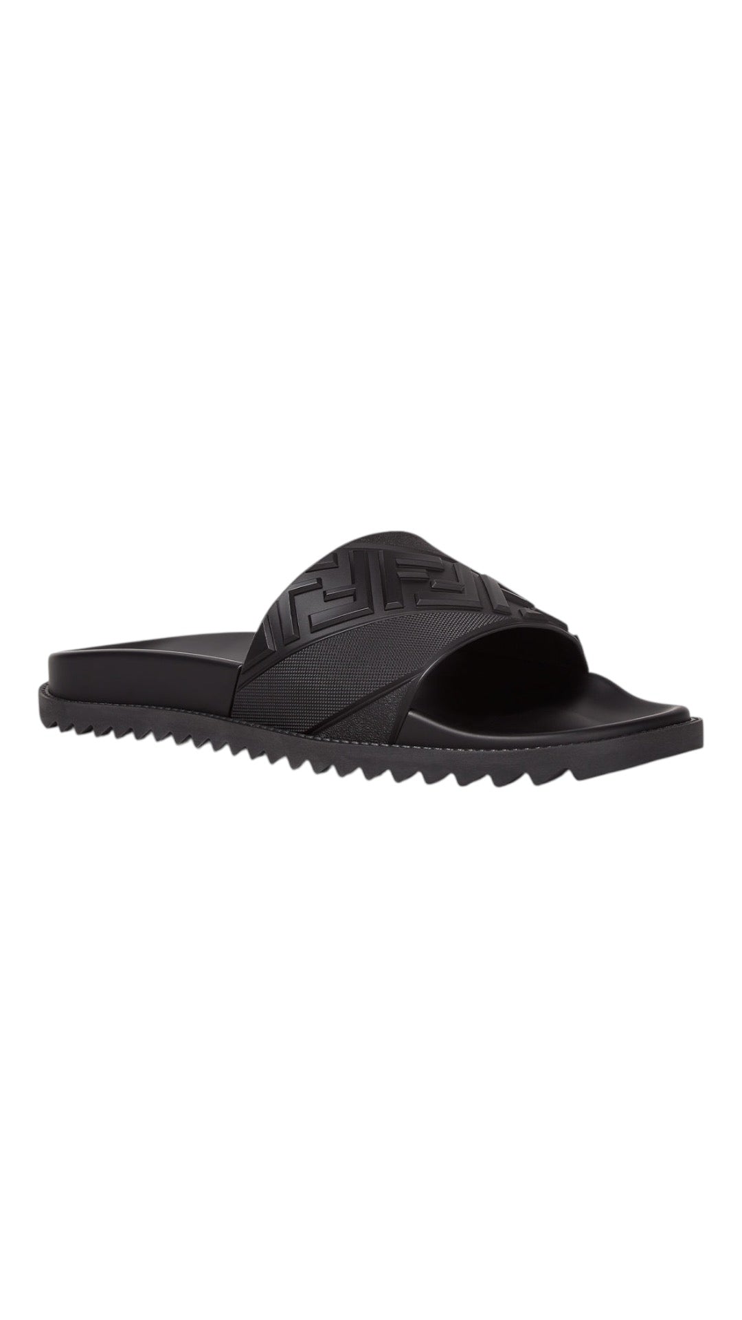 Fendi black rubber slides