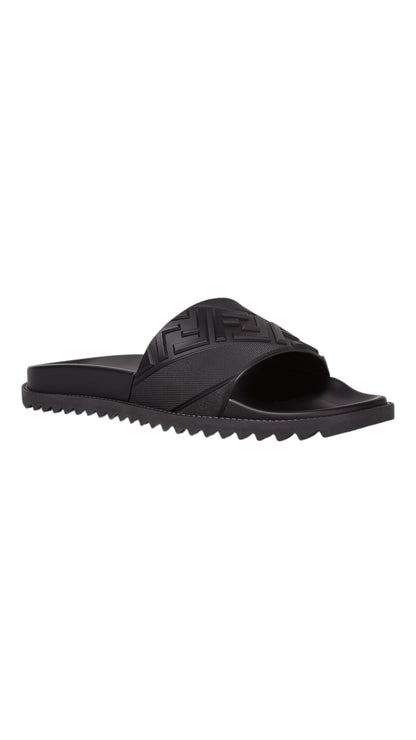 Fendi black rubber slides