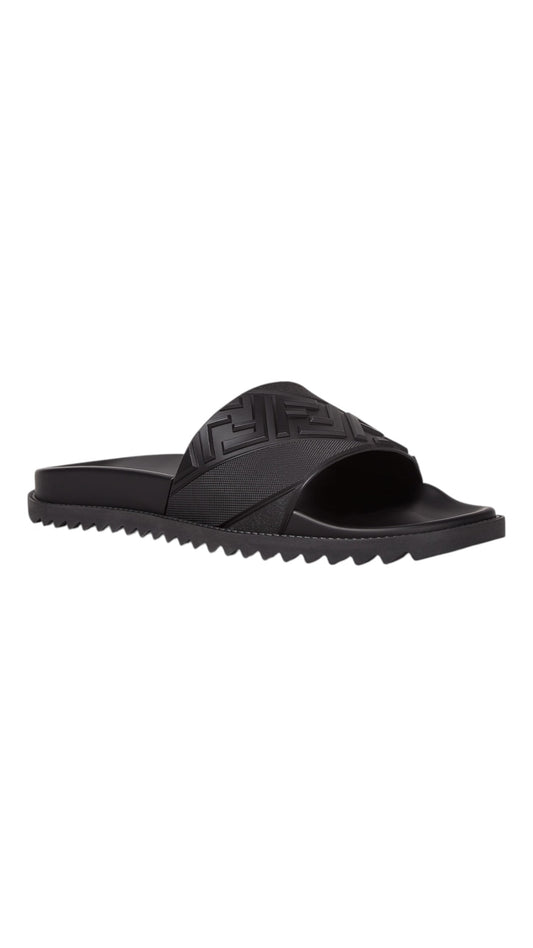 Fendi black rubber slides