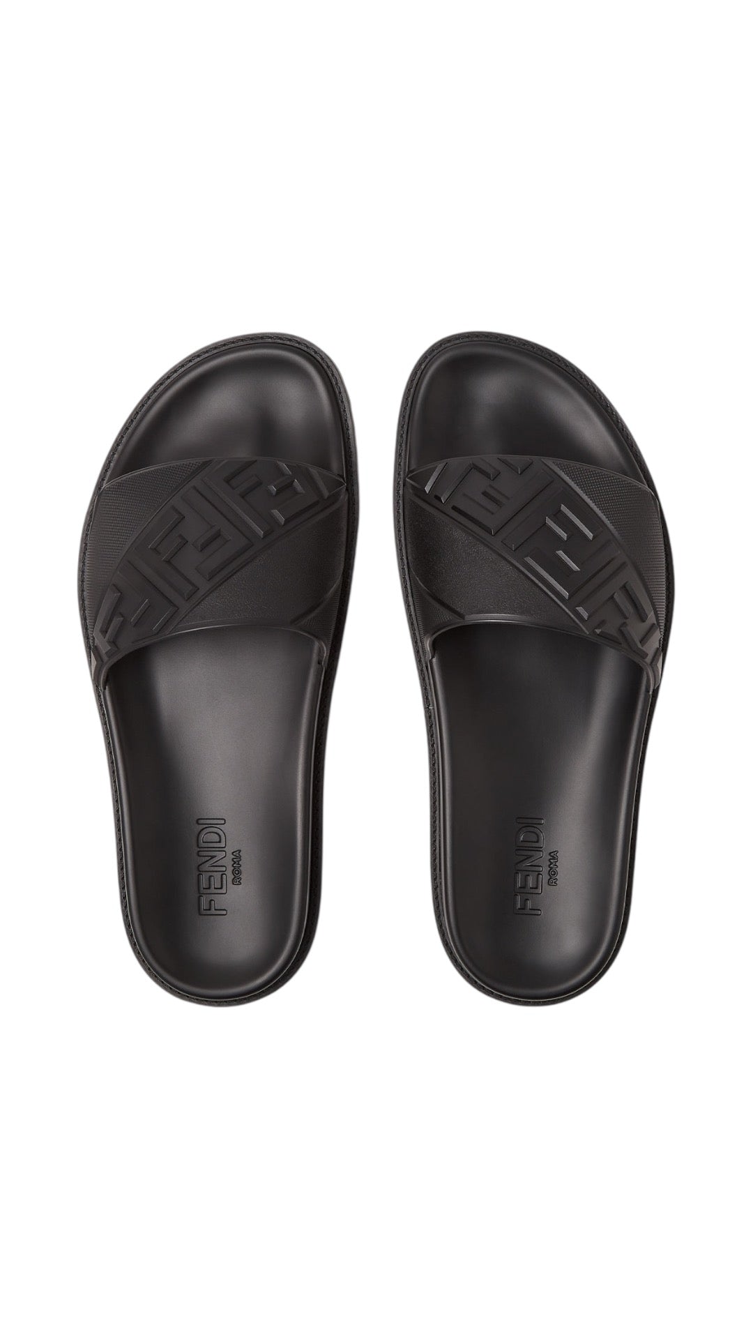 Fendi black rubber slides