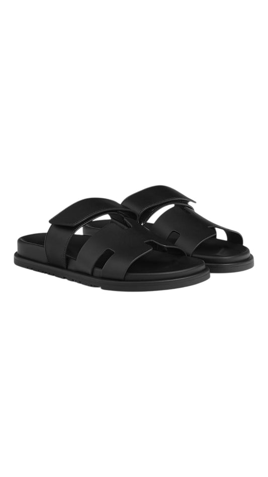 Hermes Chypre sandal black leather