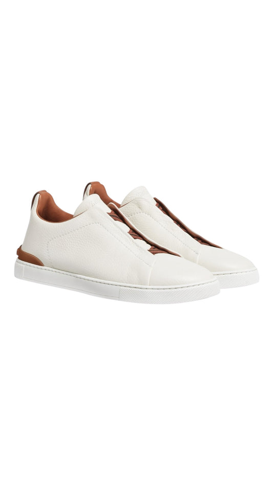 Zegna off white deerskin triple stitch