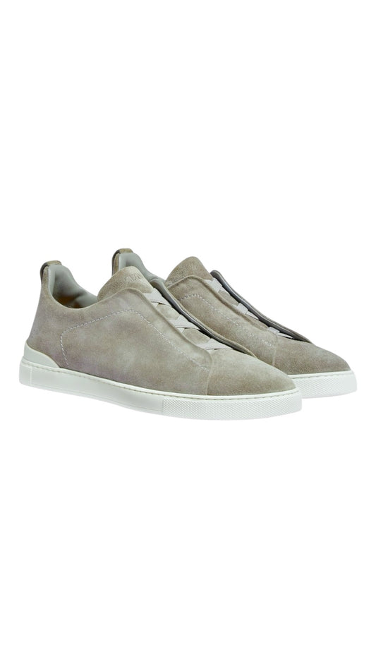 Zegna triple stitch suede green