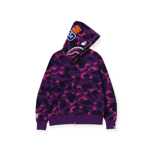 Bape purple camo shark full zip hoodie