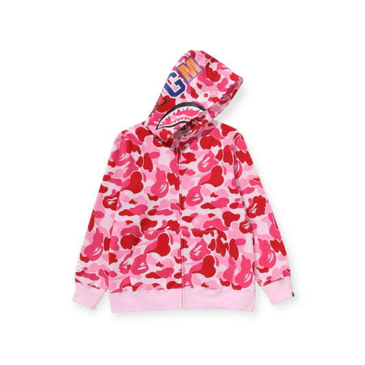Bape pink camo shark full zip hoodie