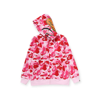 Bape pink camo shark full zip hoodie