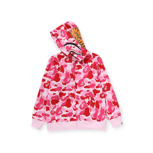 Bape pink camo shark full zip hoodie