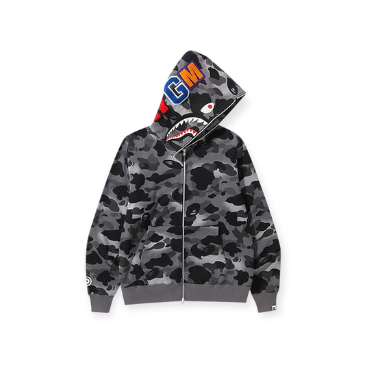 Bape grid camo shark full zip hoodie