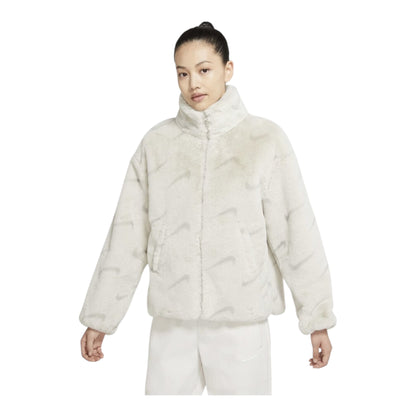 Nike all over swoosh faux fur jacket