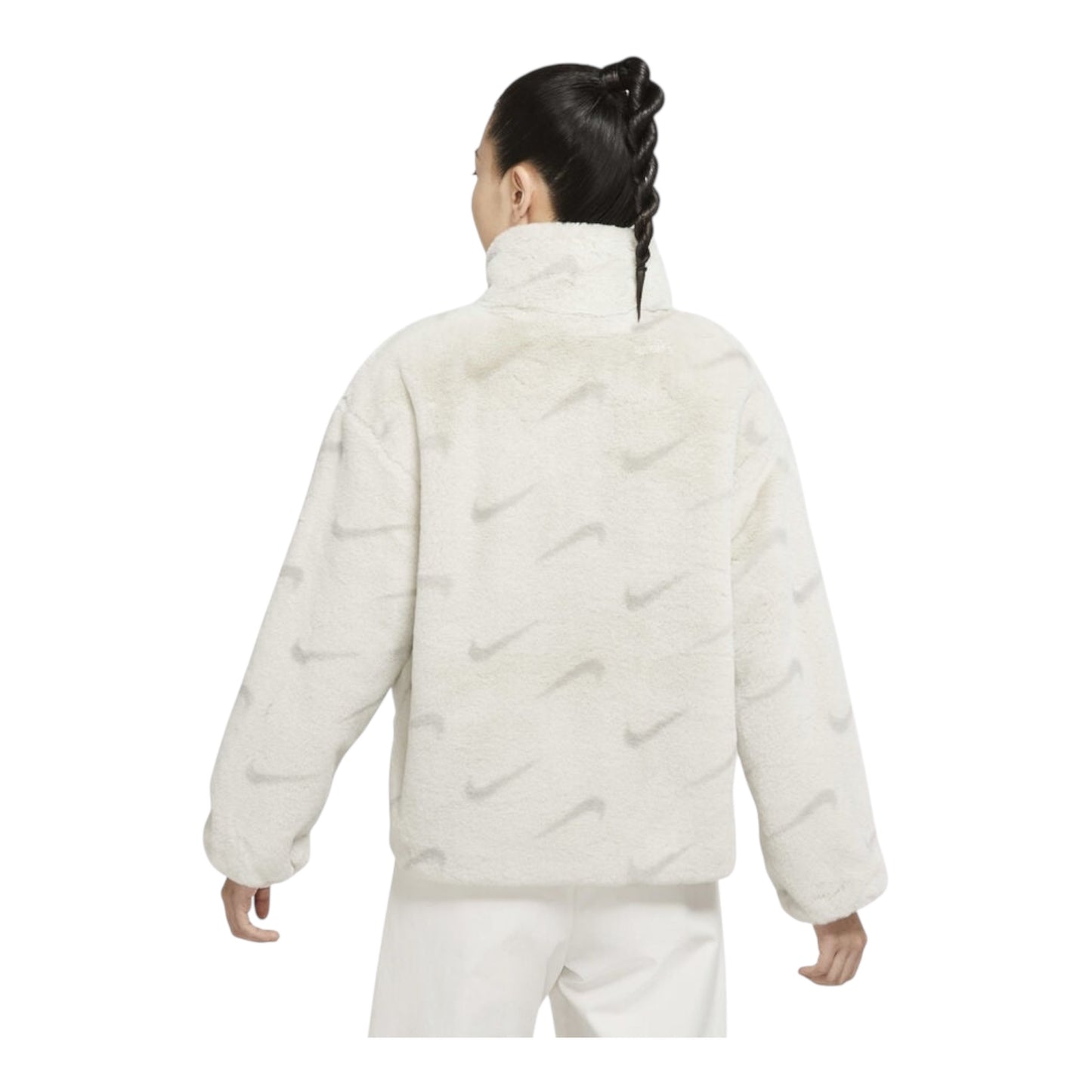 Nike all over swoosh faux fur jacket