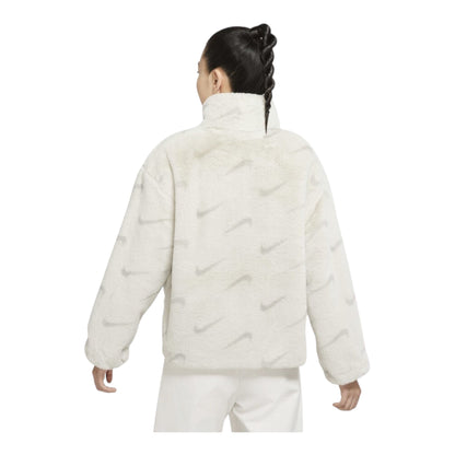 Nike all over swoosh faux fur jacket