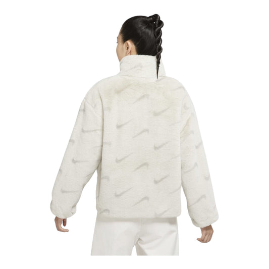 Nike all over swoosh faux fur jacket