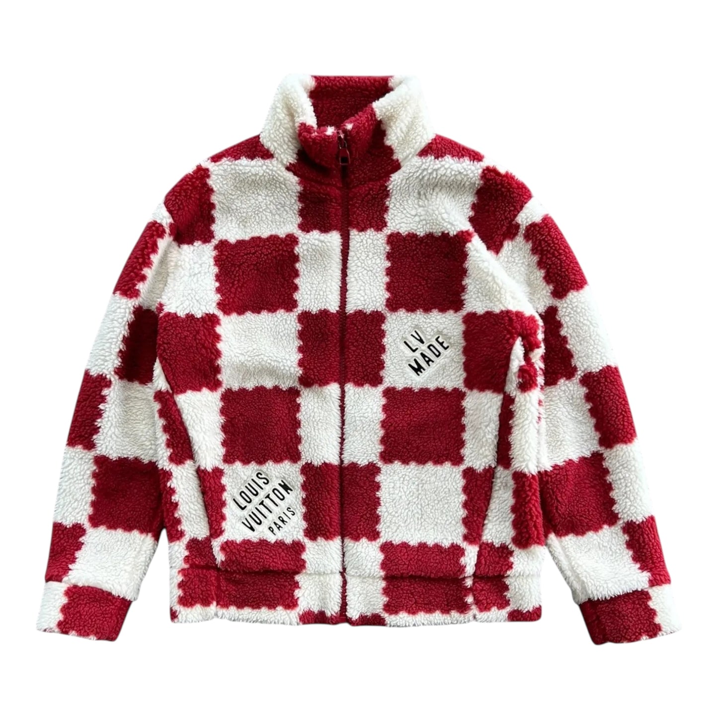 Louis Vuitton nigo red & white checkered fleece jacket