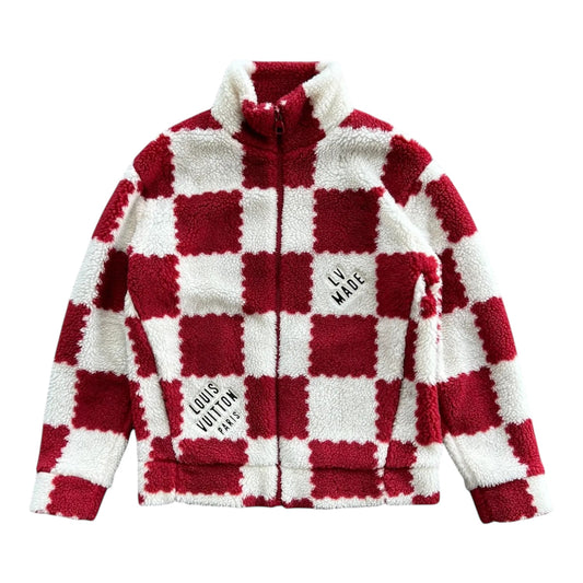 Louis Vuitton nigo red & white checkered fleece jacket