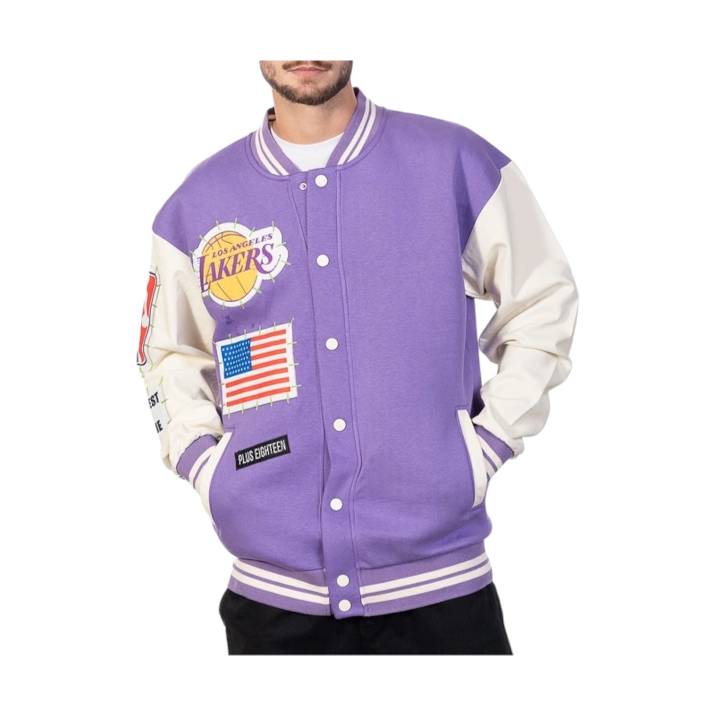 Plus eighteen X lakers varsity jacket