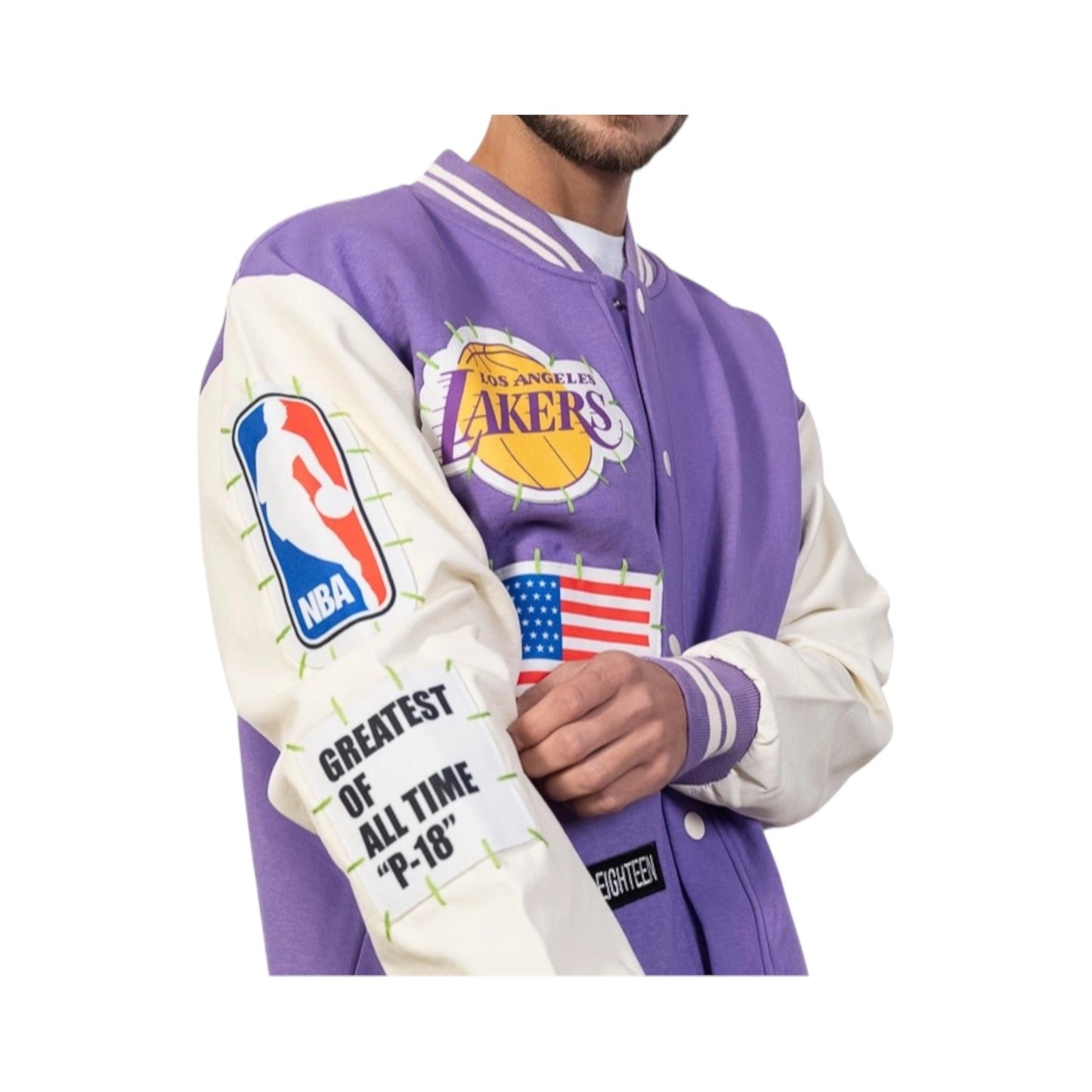 Plus eighteen X lakers varsity jacket