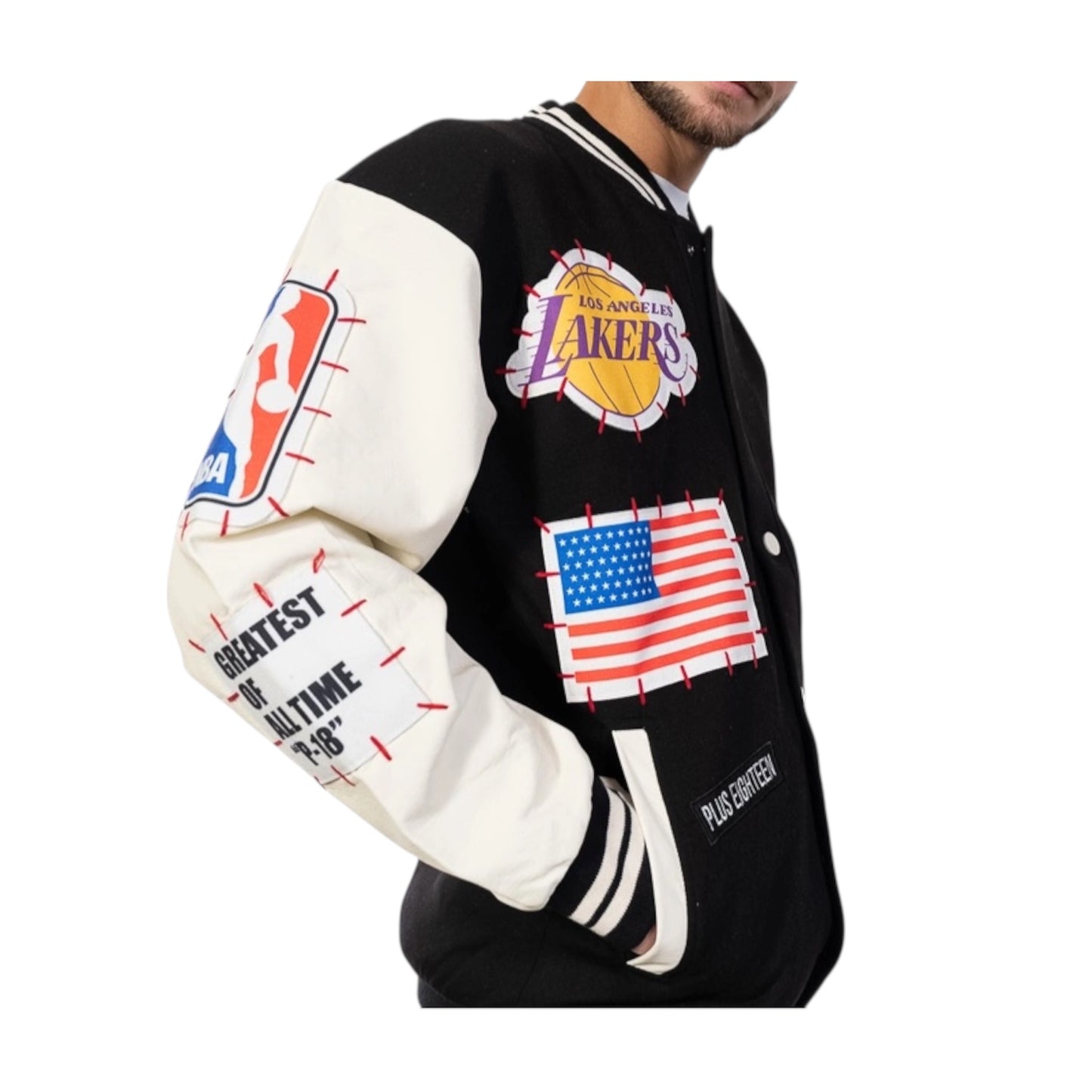 Plus eighteen X lakers varsity jacket